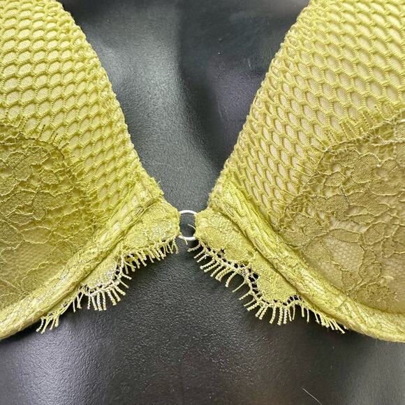 Victoria's Secret Women's 34C Very Sexy Push Up Bra Bright Green Shimmery Lace - Picture 3 of 8